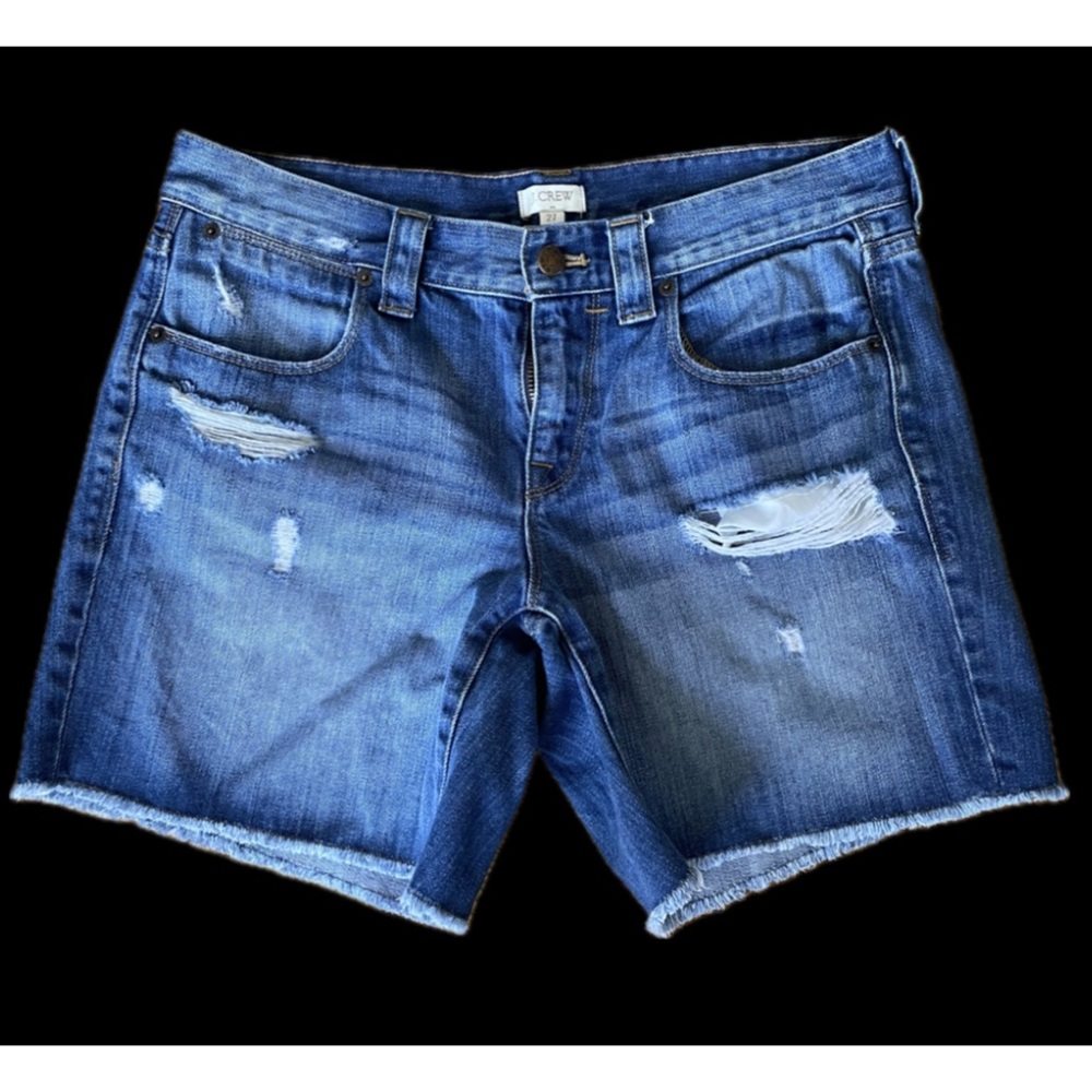 J. Crew Womens cut off distressed jean shorts raw hem sz 27. Cotton 100%